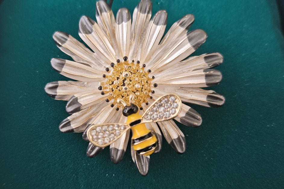 Flower with Bee Brooch