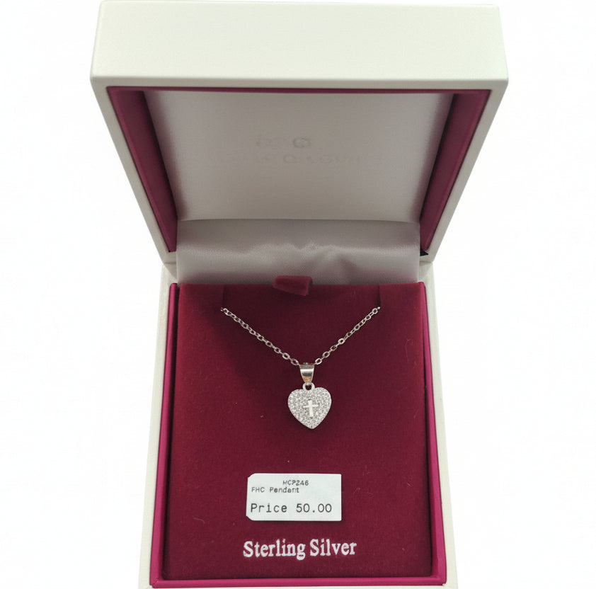 Silver Heart with Clear Stones