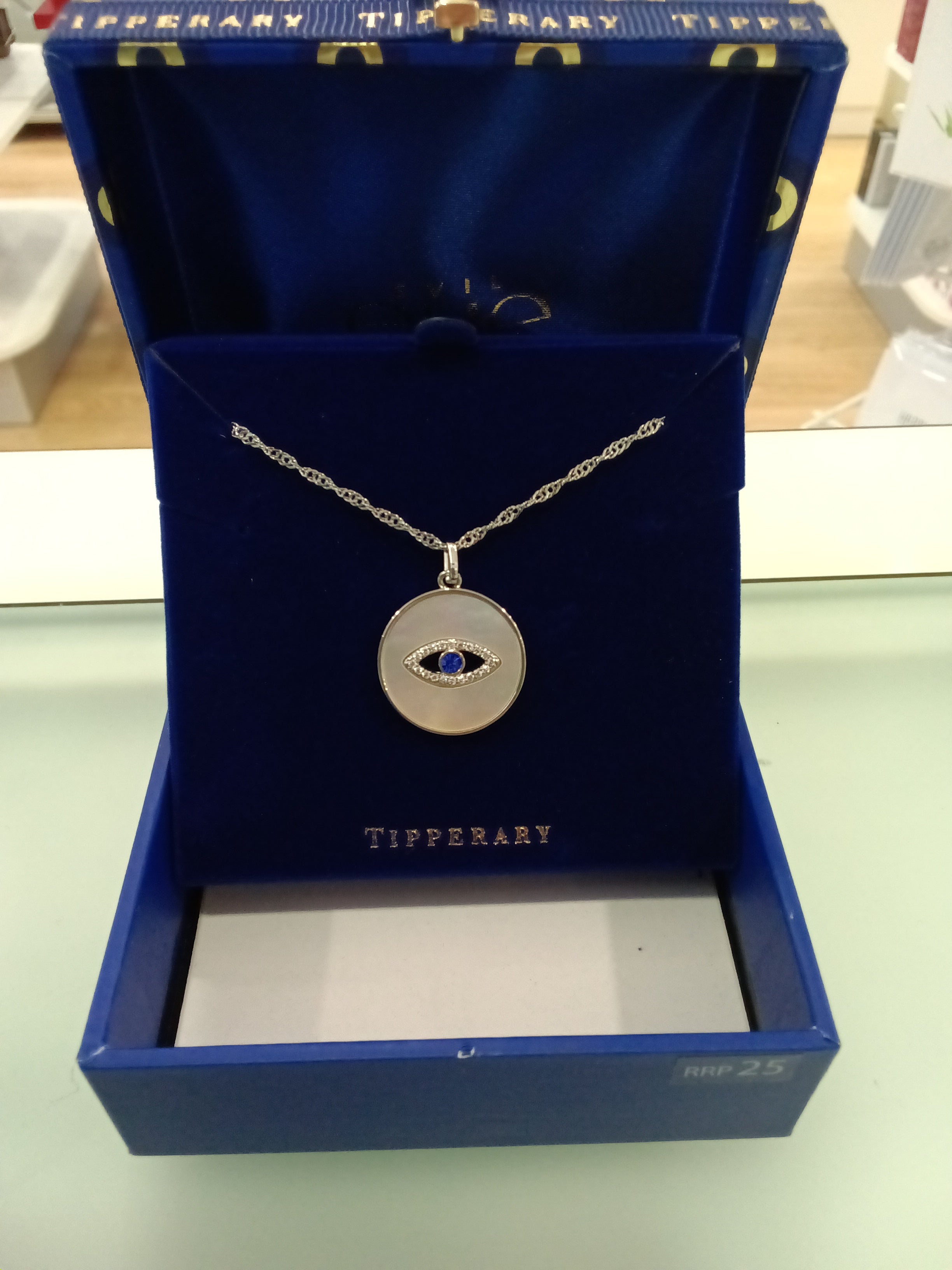 Tipperary Evil Eye Mother Of Pearl Pendant Silver