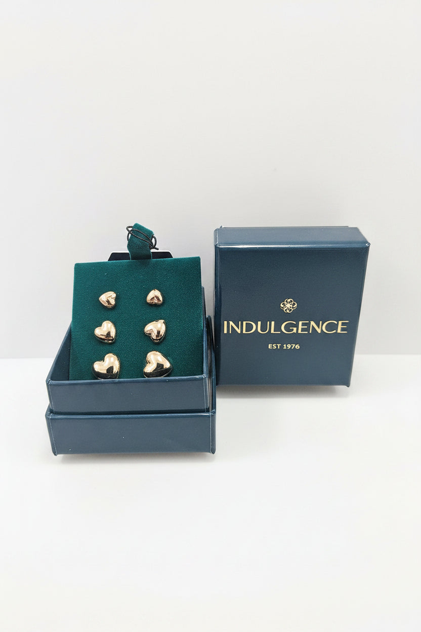 Goldplated  set of 3 heart earrings