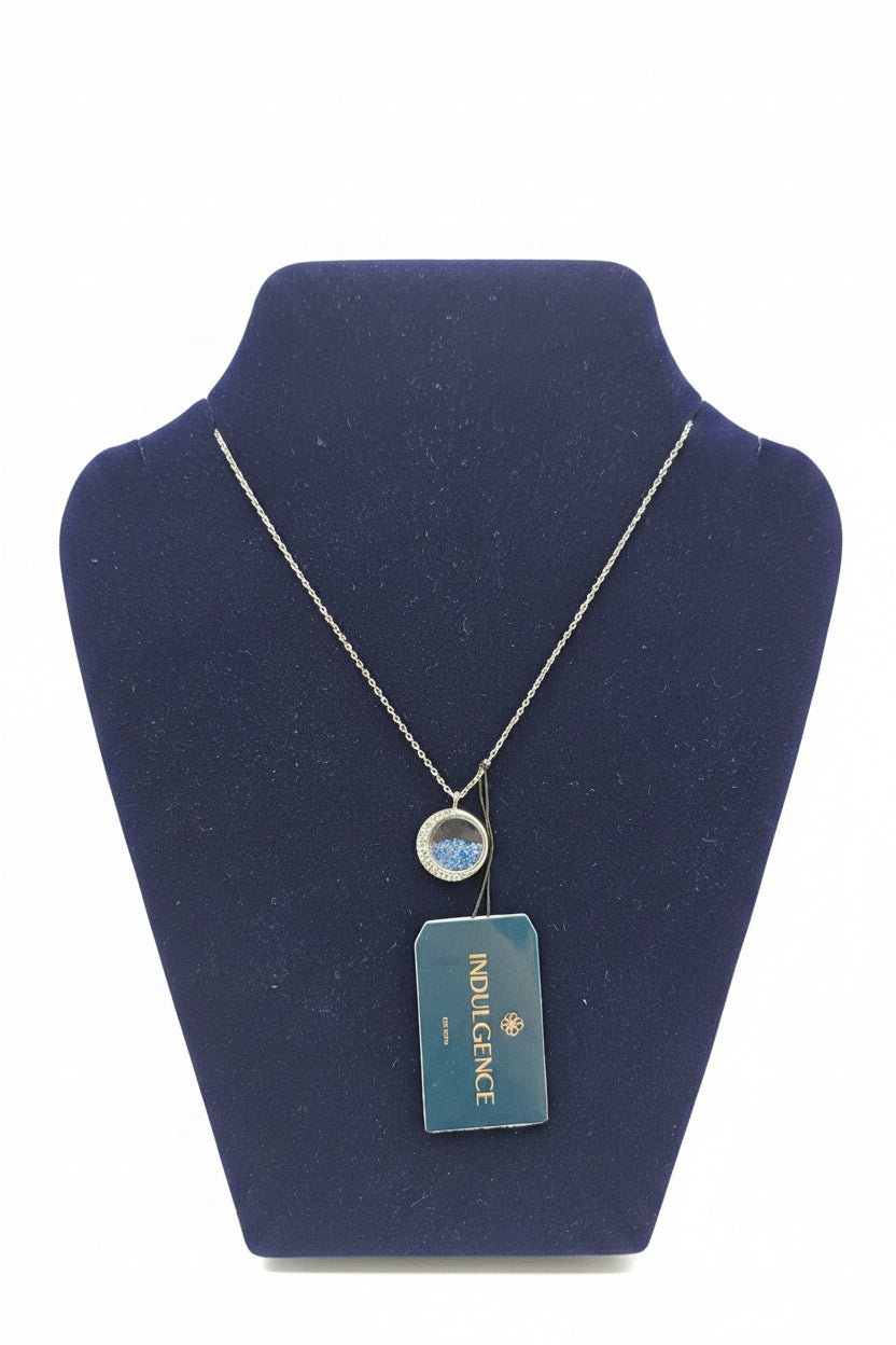 Silverplated Floating Blue Stone Pendant