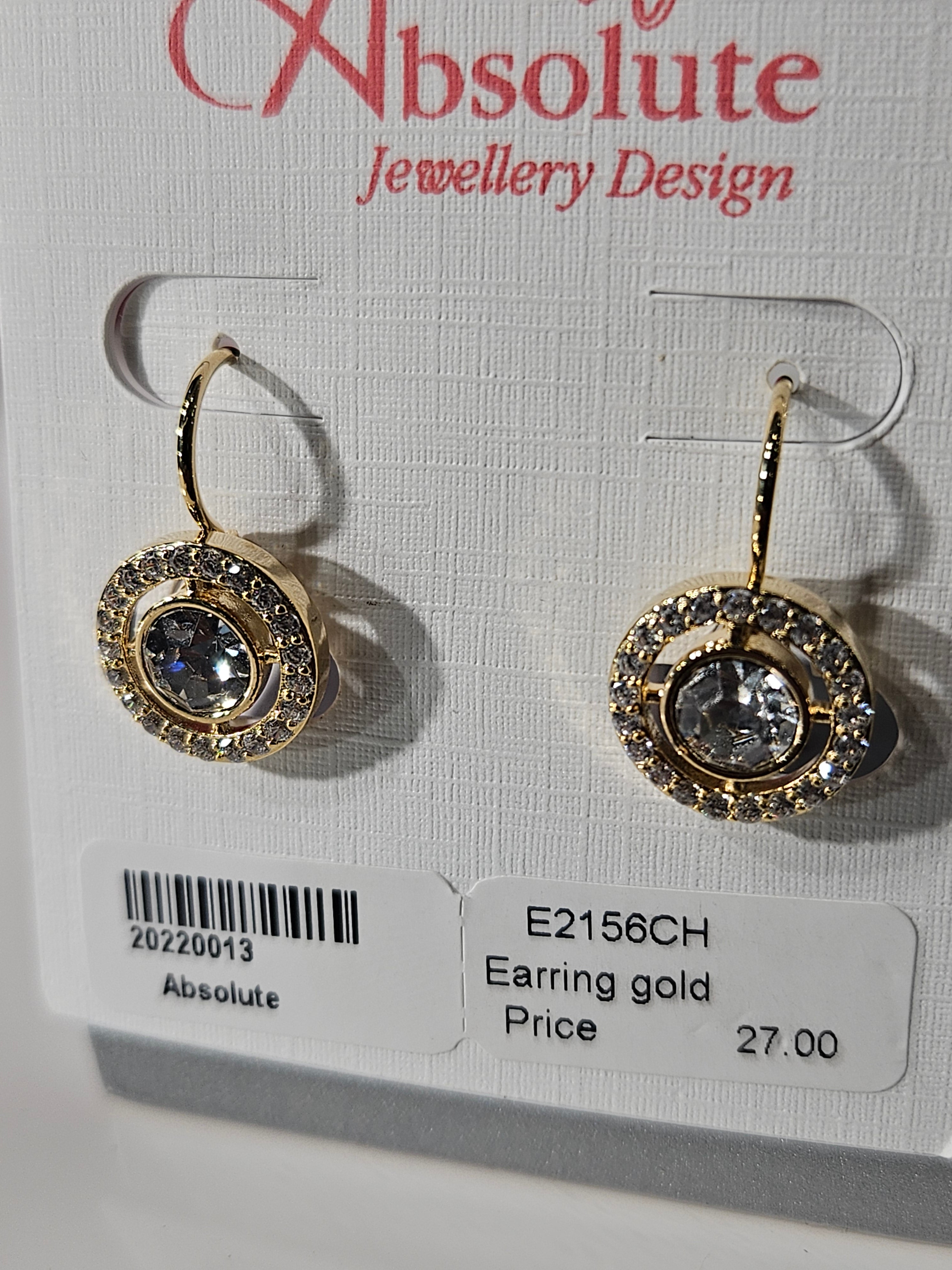 Absolute Gold Earring with Clear Stone