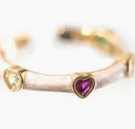 Newbridge Gold Plated Heart Ring With Colour Stones