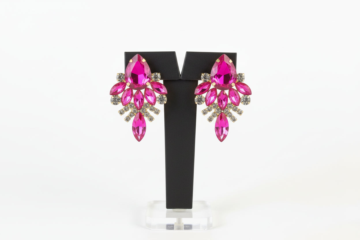 Pink & Clear Stone Earrings