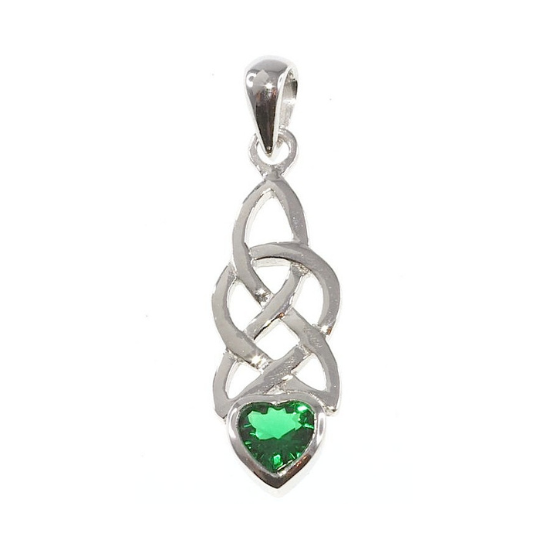 Cailín Celtic Pendant with Green Stone
