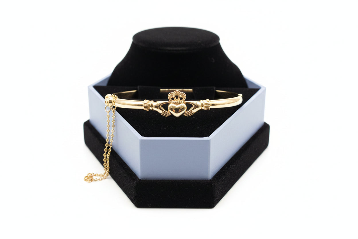 Gold Plated Claddagh Bangle