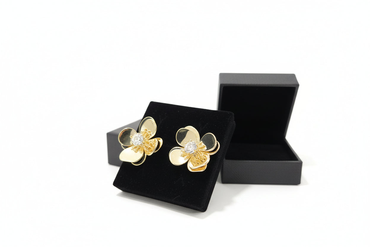 Gold Flower with Clear Stone