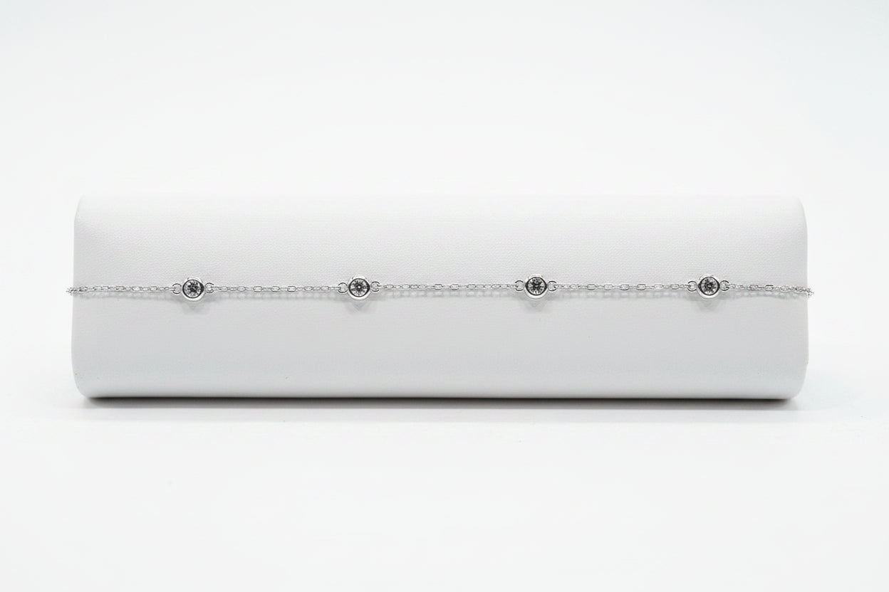 Sterling Silver Delicate Bracelet with Cubic Zirconia Stones