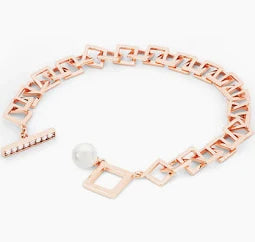 Tipperary Crystal T Bar Rose Gold Bracelet Square