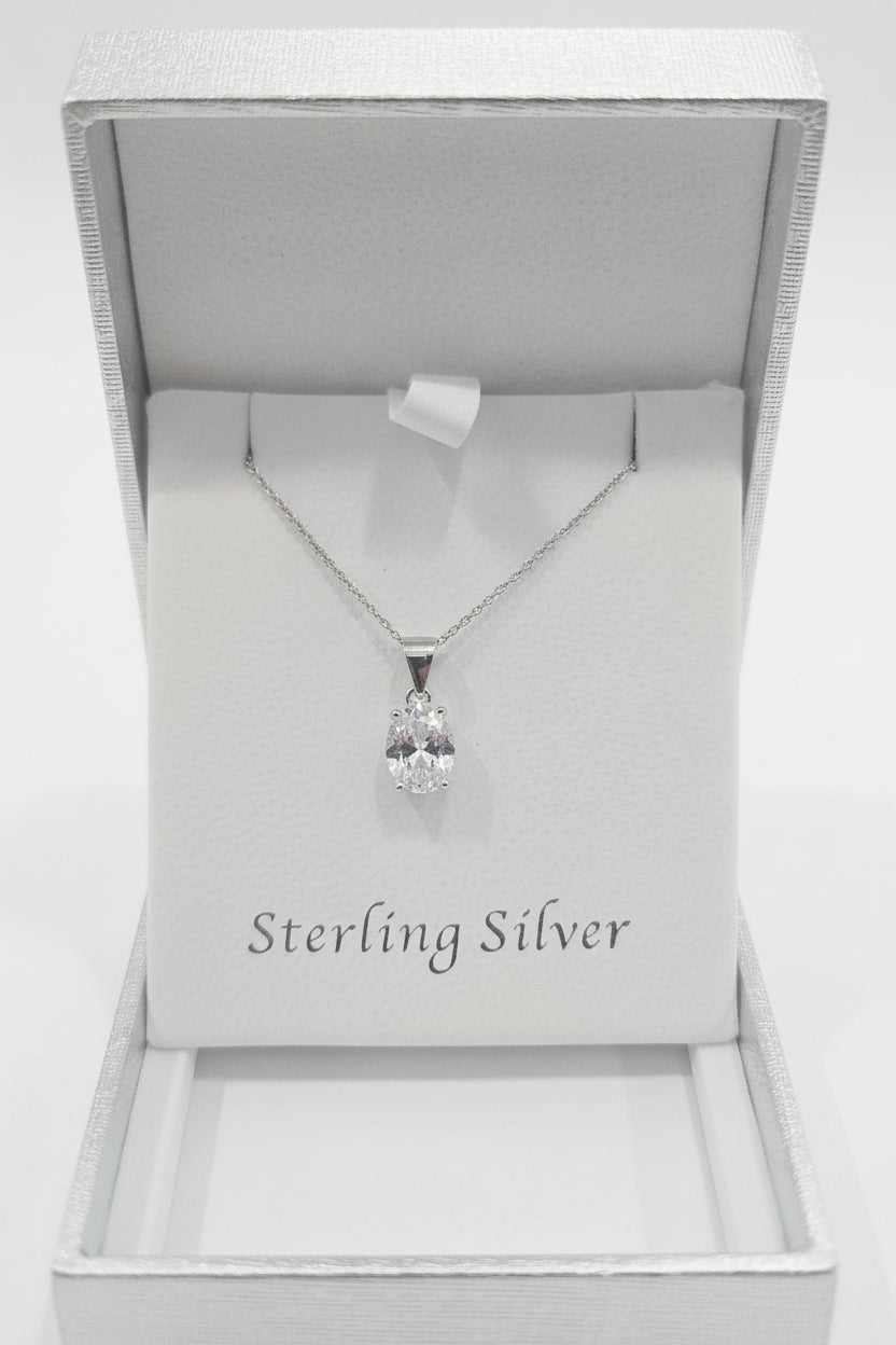 Sterling silver ovel pendant 7mm