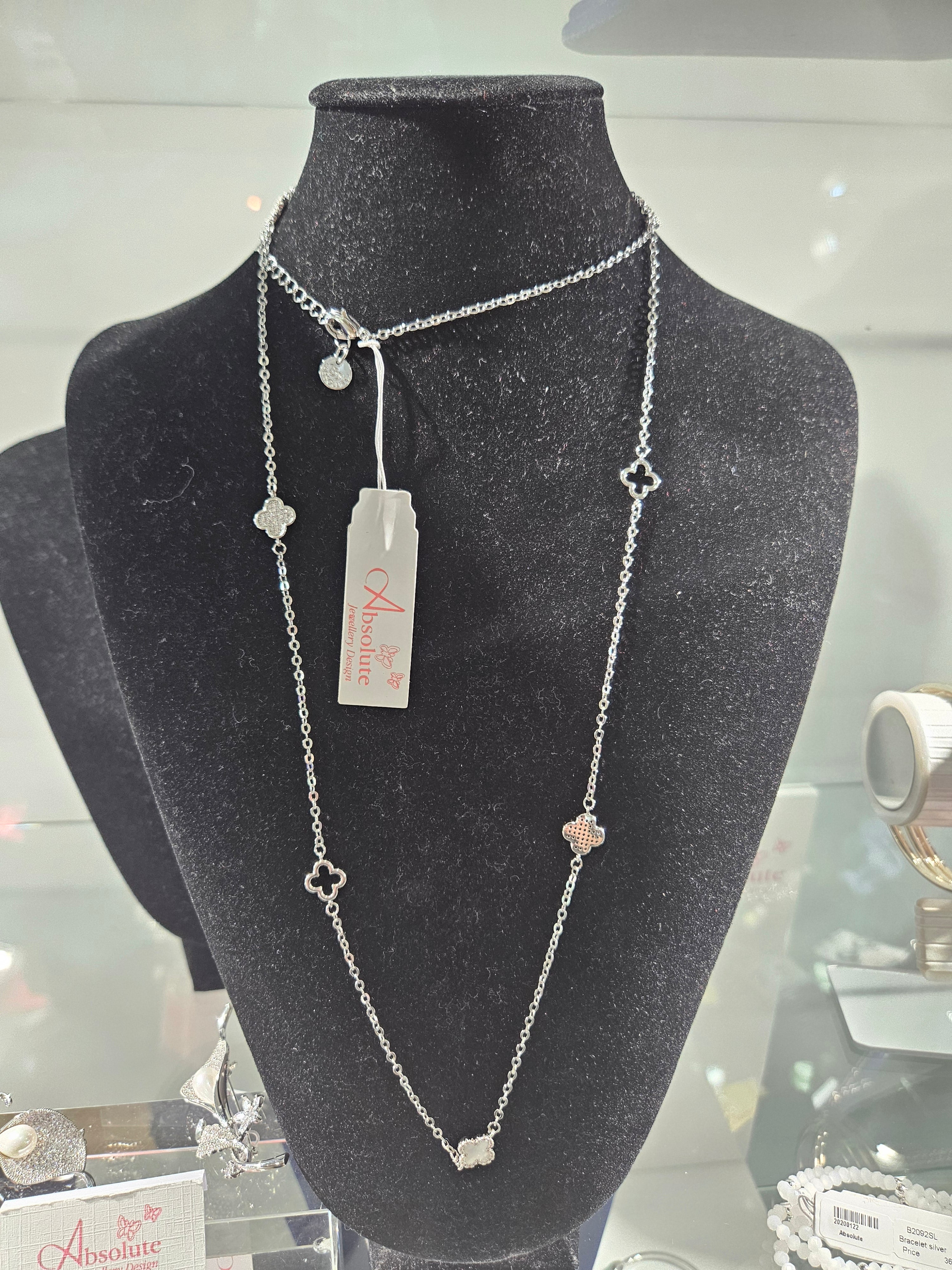 Absolute Silverplated Clover Long Necklace