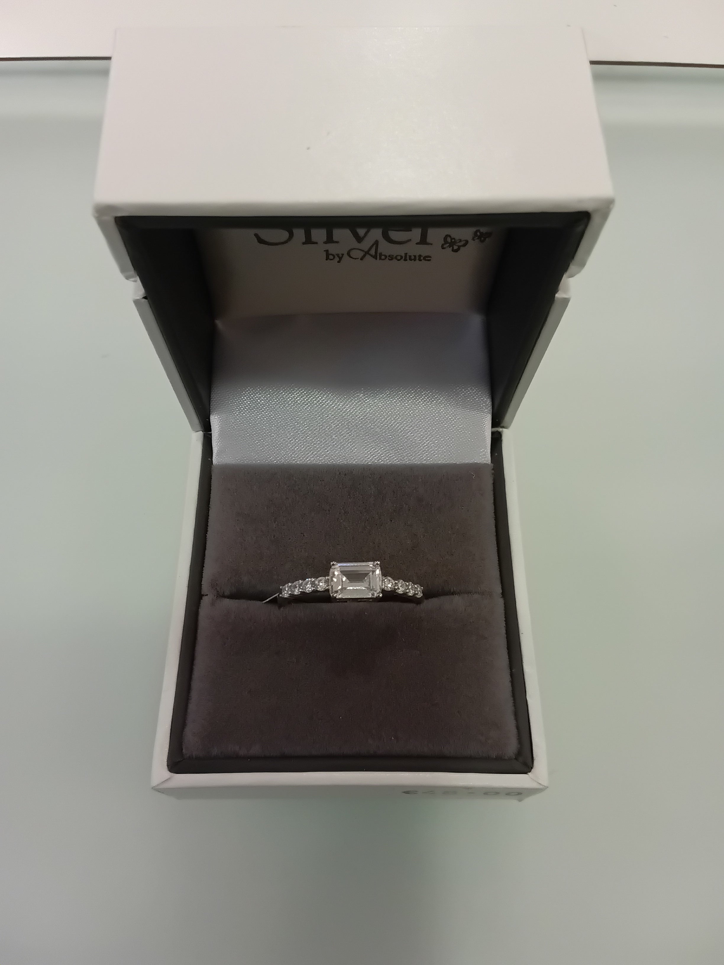 Silver by Absolute Large Dimante Ring