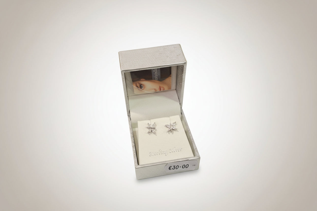 Cristallo Sterling Silver Butterfly Dimante Earrings