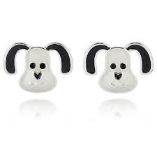 Equiliibrium Girls Cute Dog Face Silver Plated Earrings