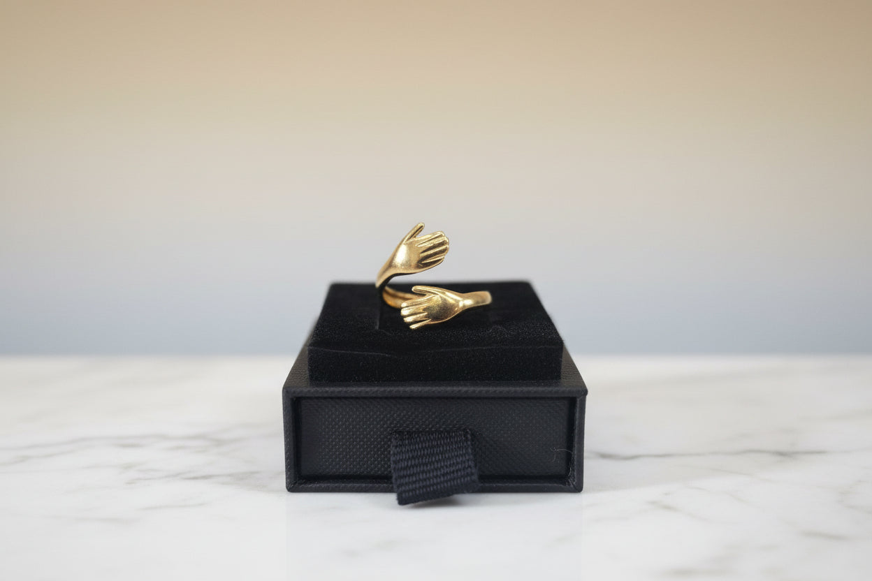 Ring with Hands 18k Gold Plated