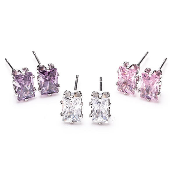 Silver Multi  Diamond Earrings Set of 3