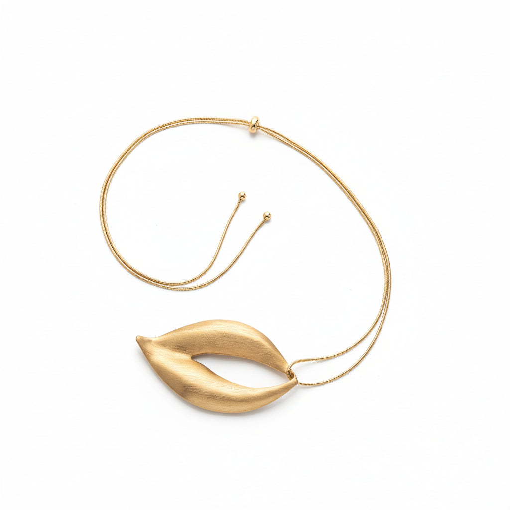 Long Slider Snake Necklace  with Leaf