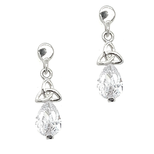 Cailin Silver Trinity Knot With Clear Stone Earring