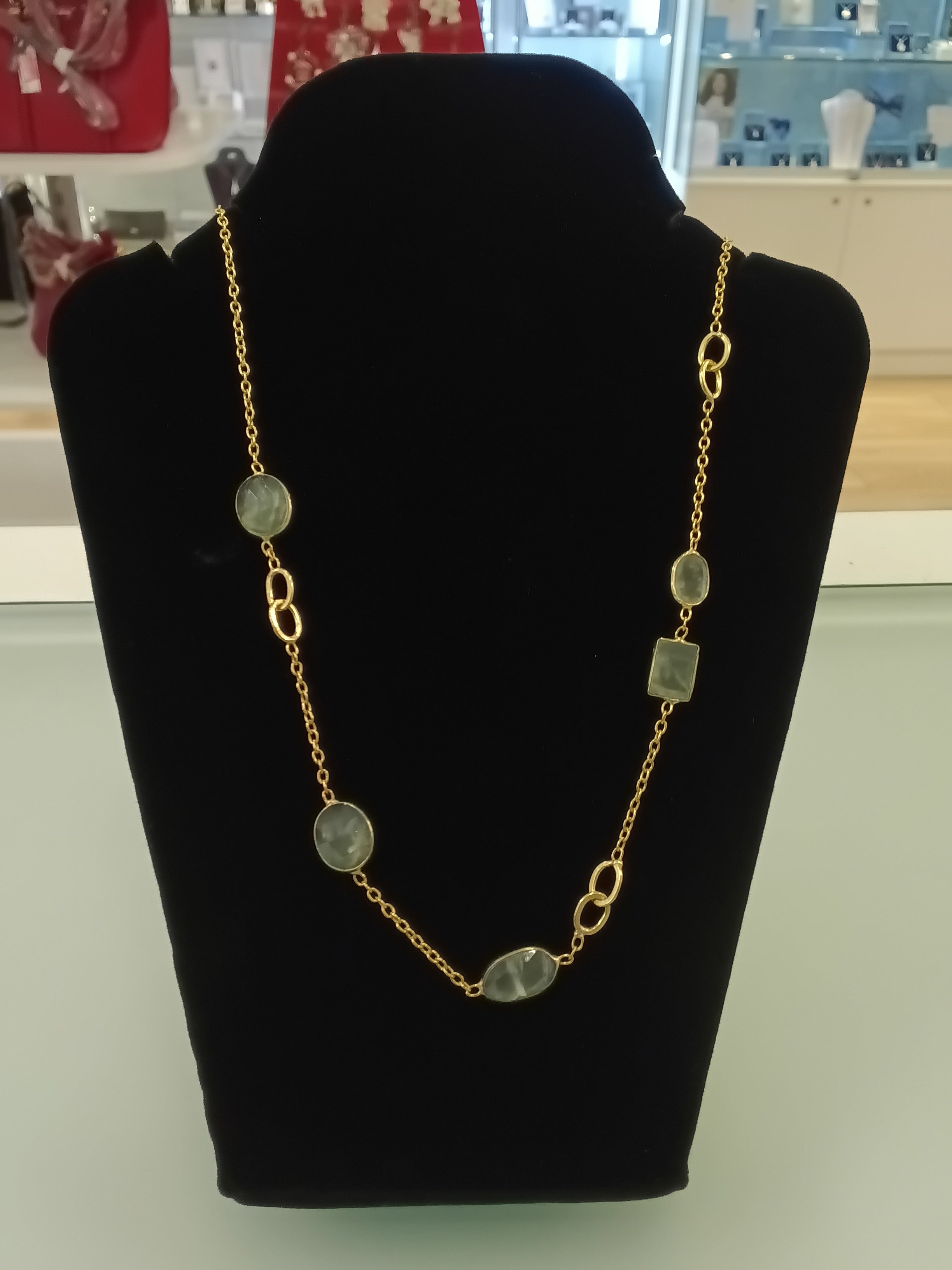 Prehnite Gold Plated Necklace