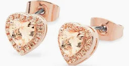 Tipperary Diamante Stud Heart  Rose Gold  Earrings