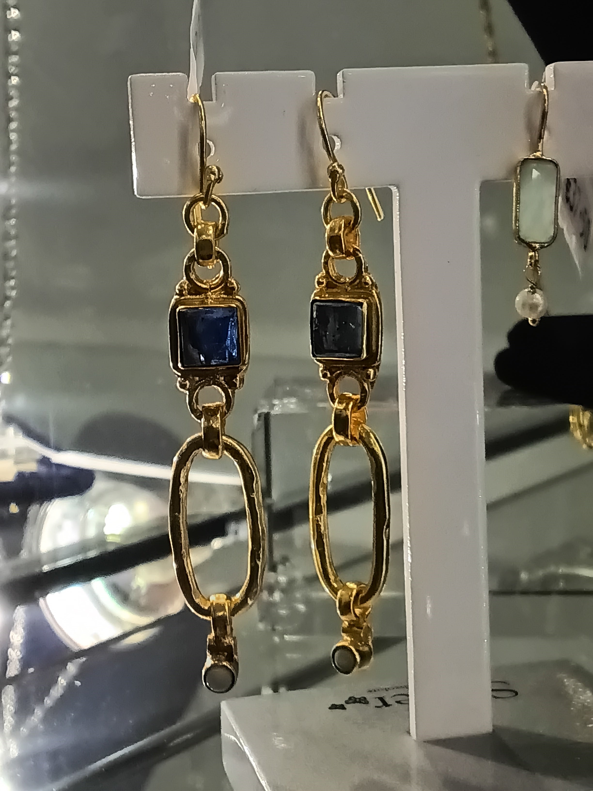 Blue Kyanite  + Pearl Earrings