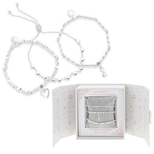 Equilibrium Set of 3 Stacking Heart Bracelet