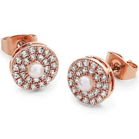 Tipperary Rose Gold Circular With  Pearl Centre Earrings