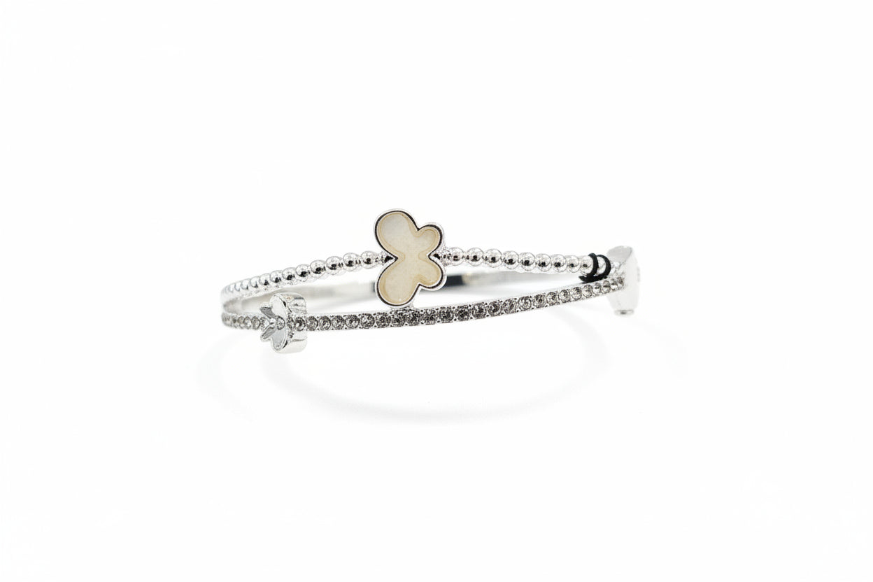 Silver Bangle with Butterfly