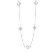 Absolute Silverplate Clover with Mother of Pearl & Dimante Short Necklace