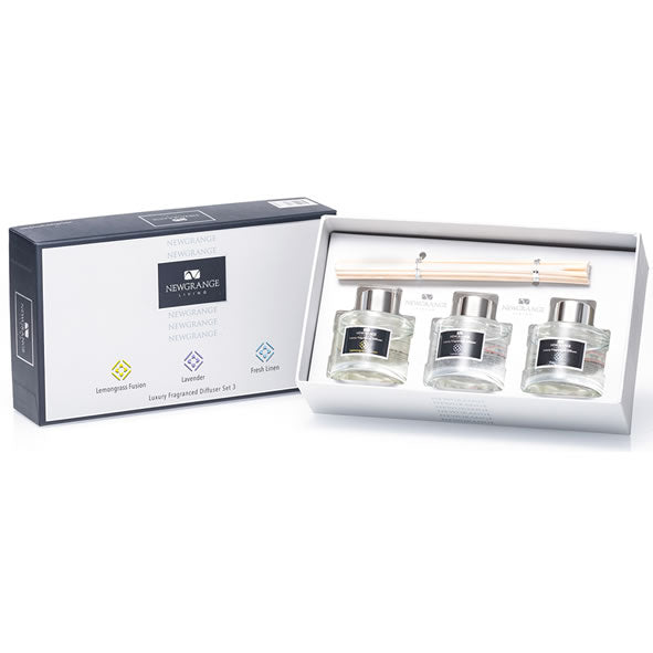 Newgrange Luxury  Mini Diffusers Set of 3 (Lemongrass Fusion/Lavender/Fresh Linen)