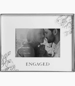 Silver Foil Engagement  Floral Frame