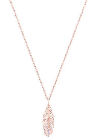 Tipperary Long Feather Rosegold Pendant