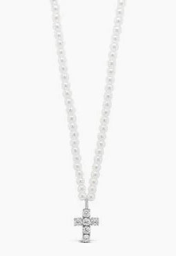 Absolute Kids Pearl & Silver Cross Necklace