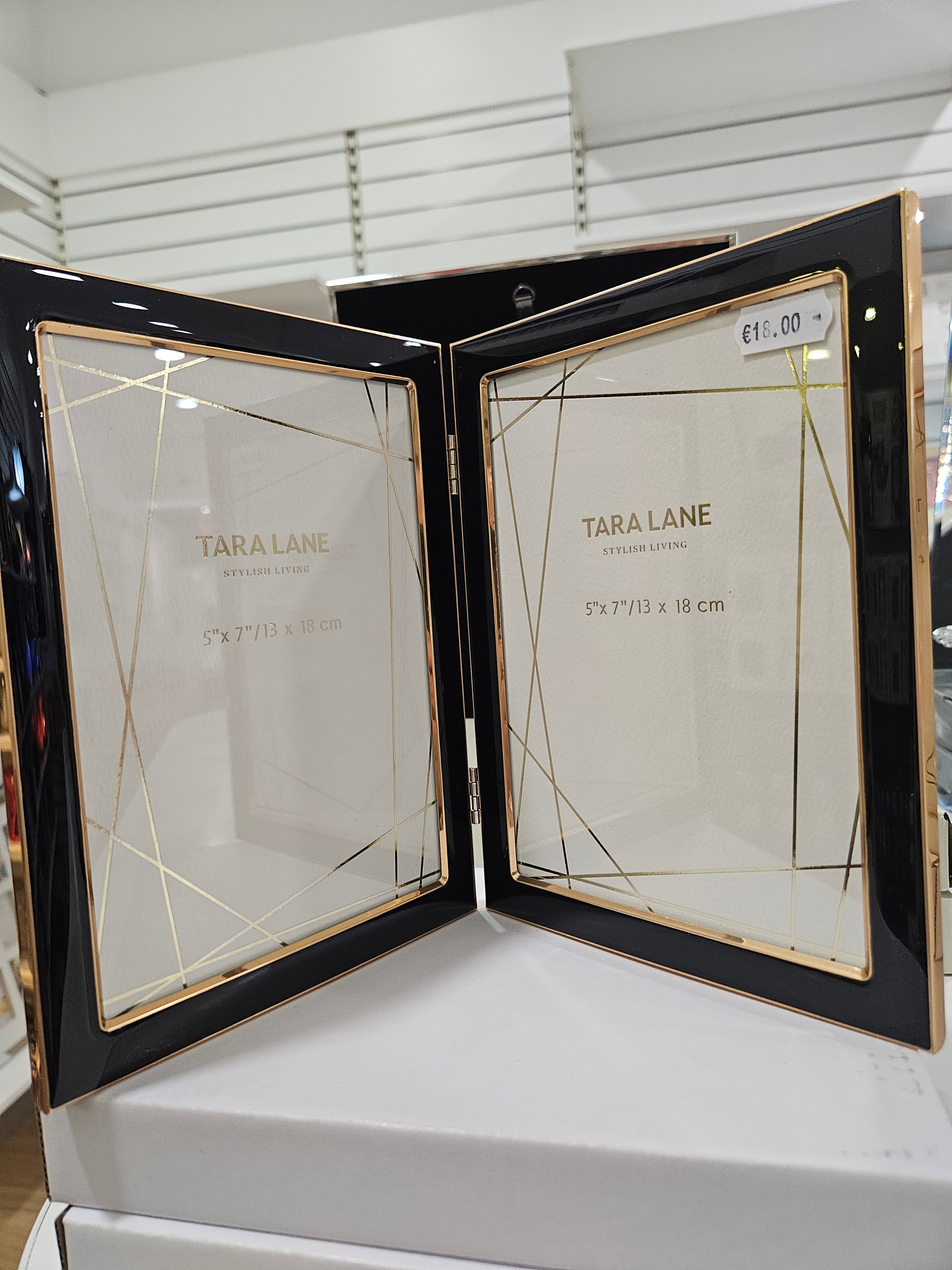 Ella Black Double Frame with Gold Surround 5×7