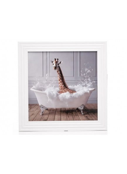 Stonewall  Gallery Framed Picture Giraffe In A Bath 40×40×17cm