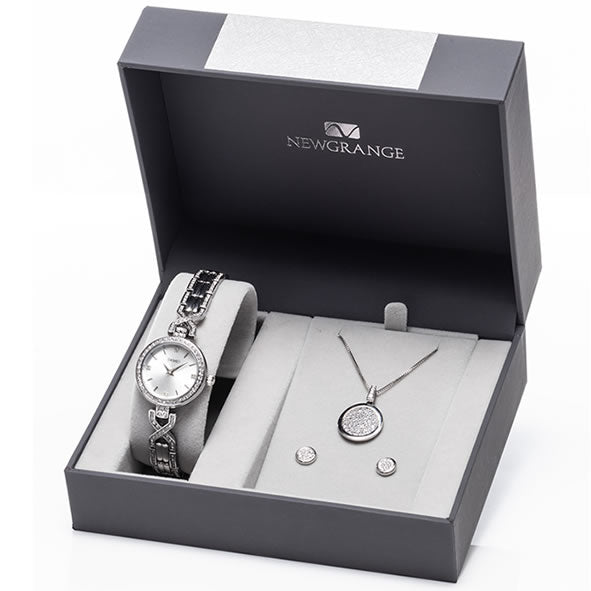 Newgrange Silver Watch, Pendant & Earring Set