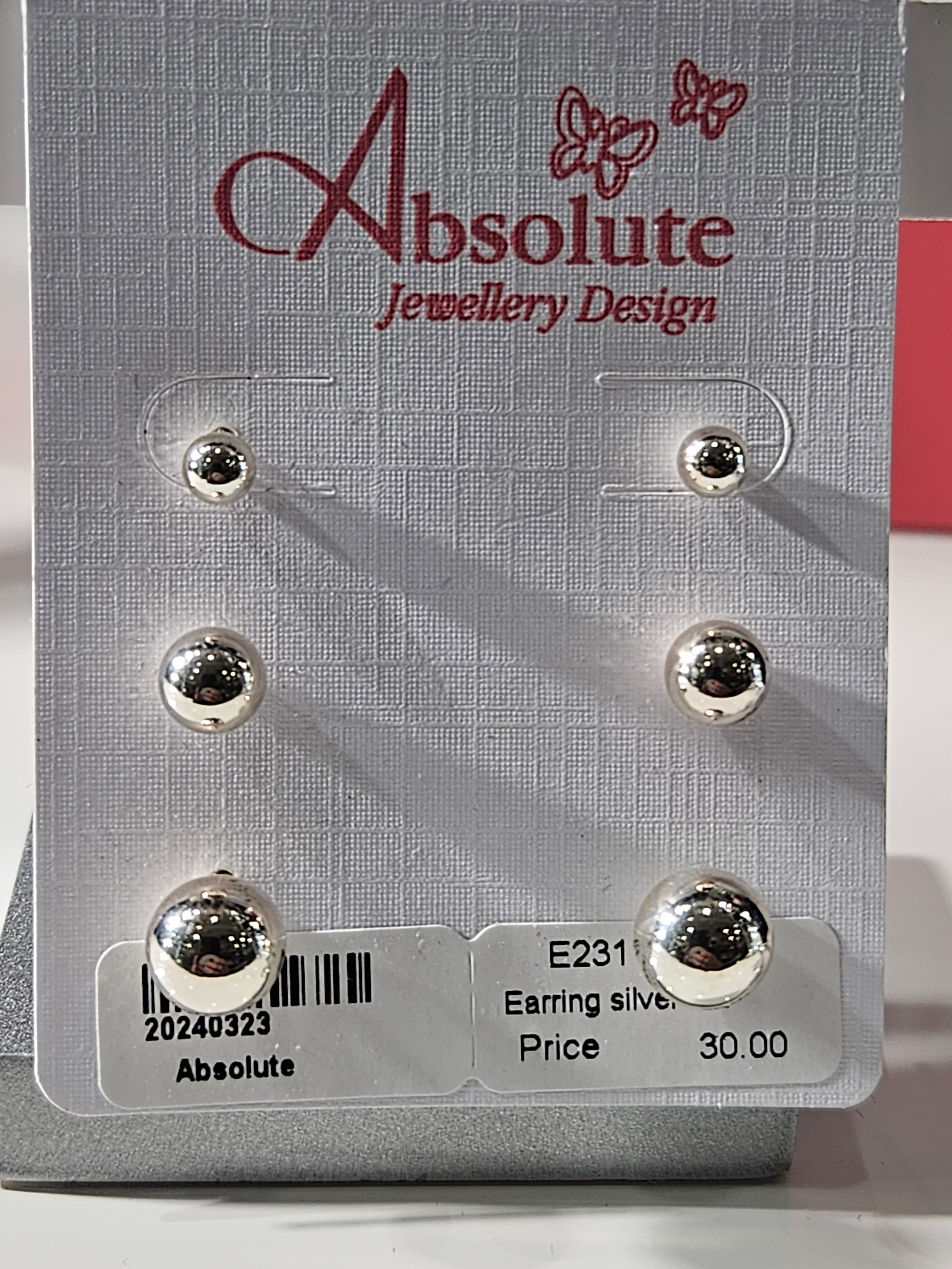 Absolute 3 Pairs Silverplated StudS Earrings