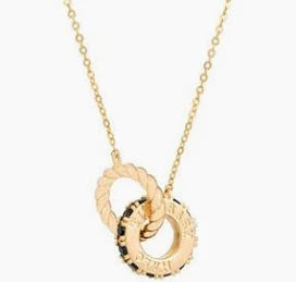 Tipperary Crystal Eclipse Interlocking Pendant Gold & Black
