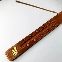 Elements Brown Wooden Incense Holder with Gold Stars