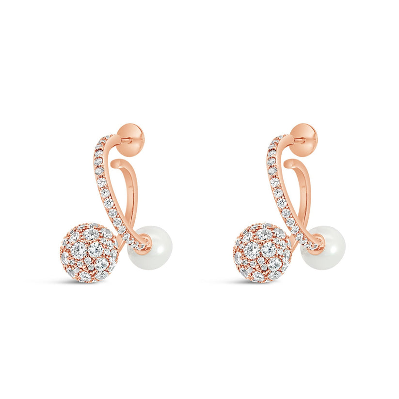 Absolute Rose Gold Twist Earrings with Pearl