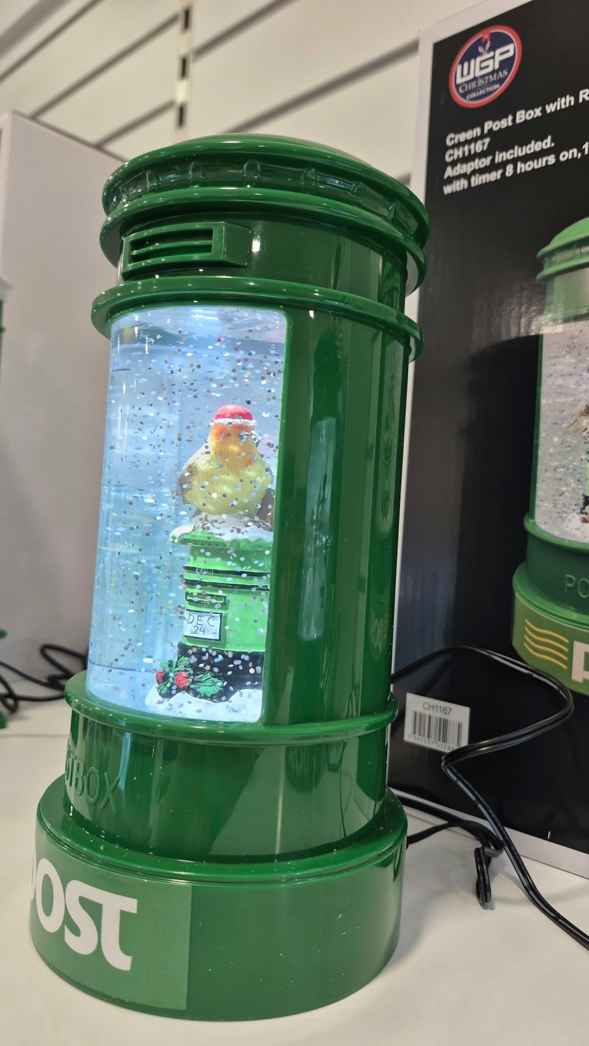Green Post Box with Robin
