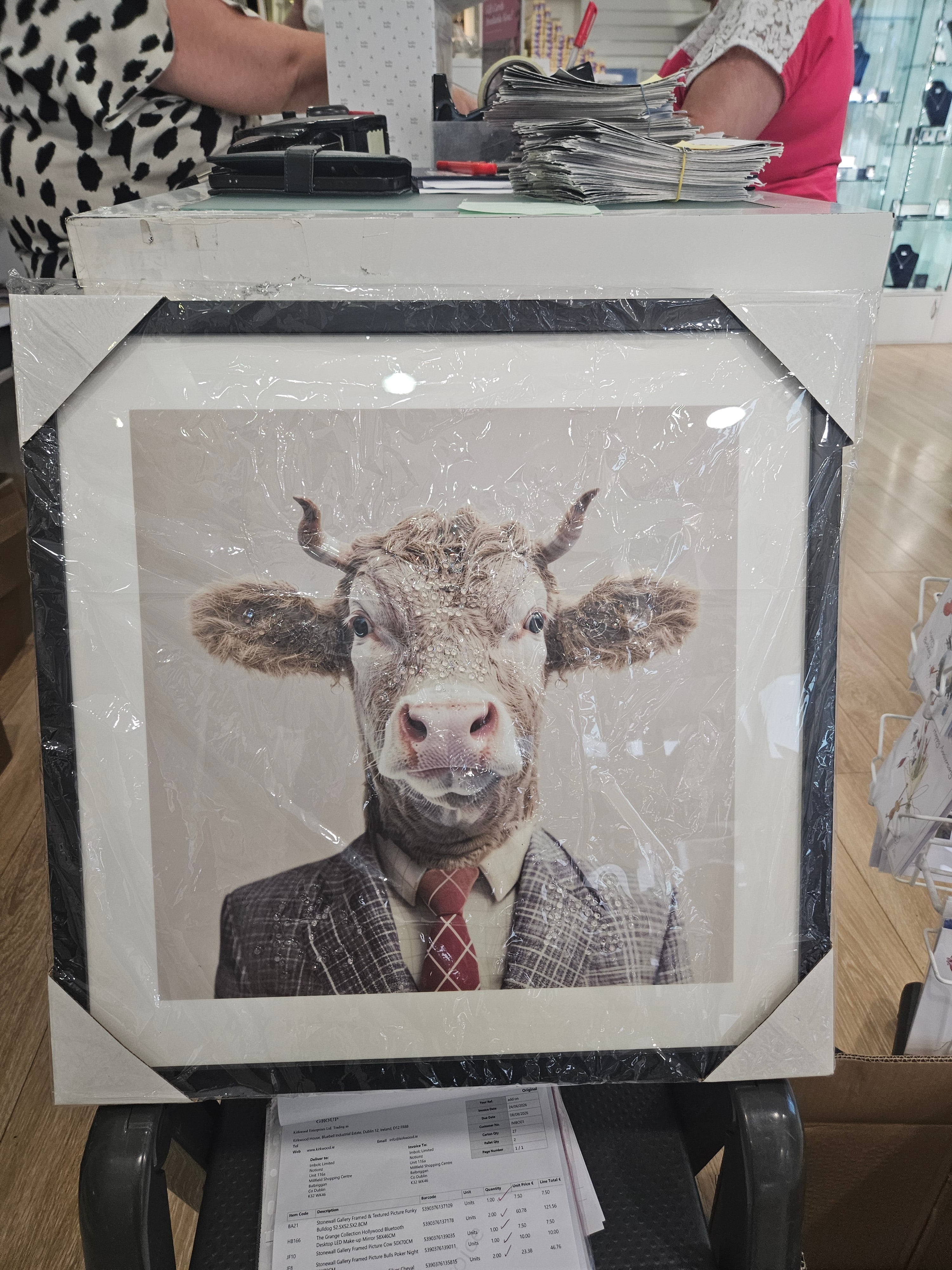Stone Wall Gallery Framed Picture Cow