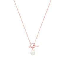 Tipperary Crystal T-Bar Pendant  Rosegold with Pearl