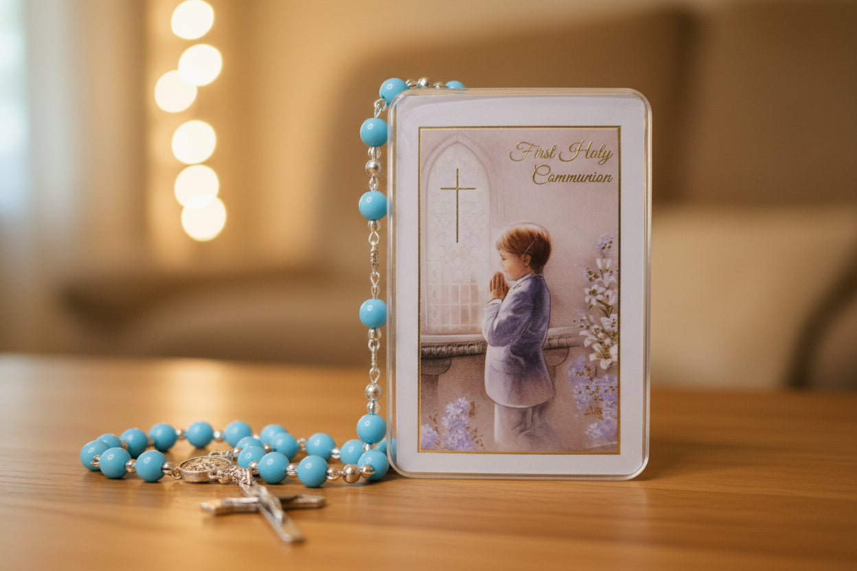 Boys first holy  communion  rosery beads