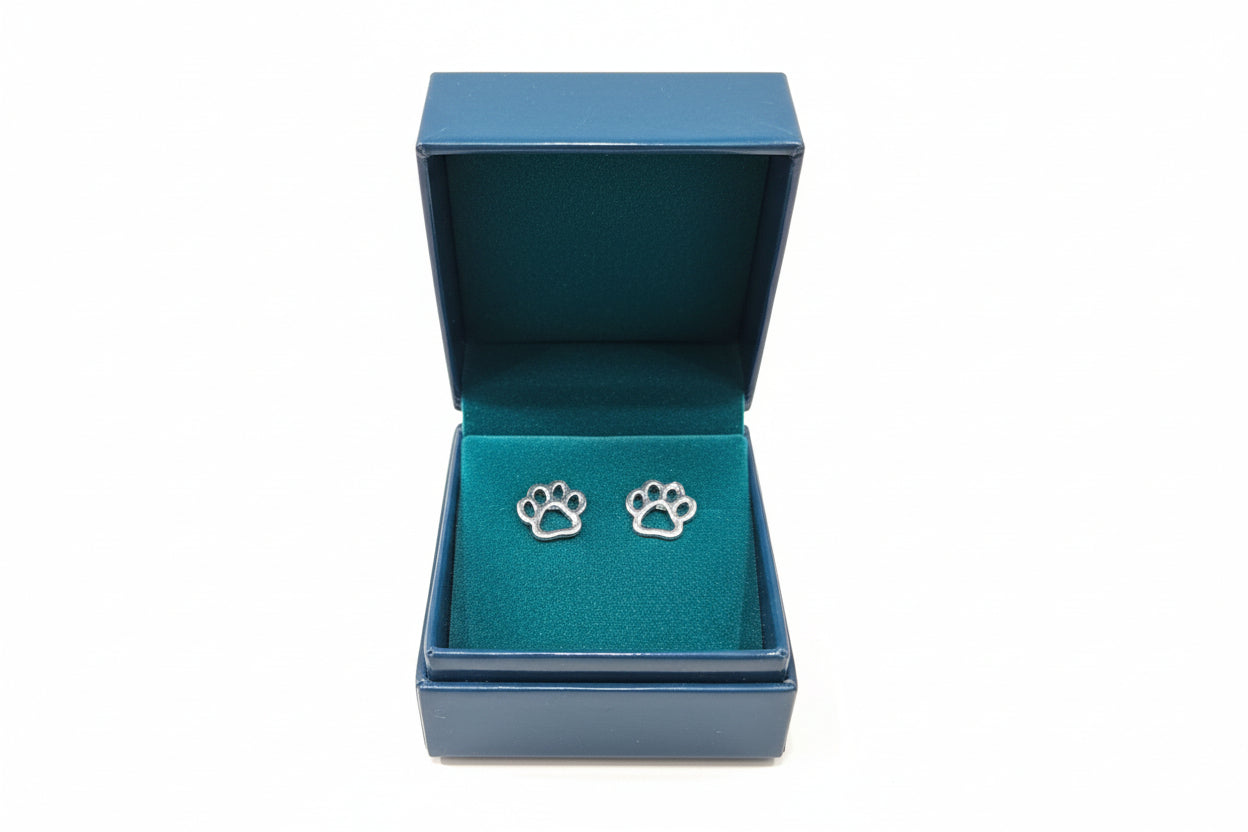 Silver Paw Print Earrings