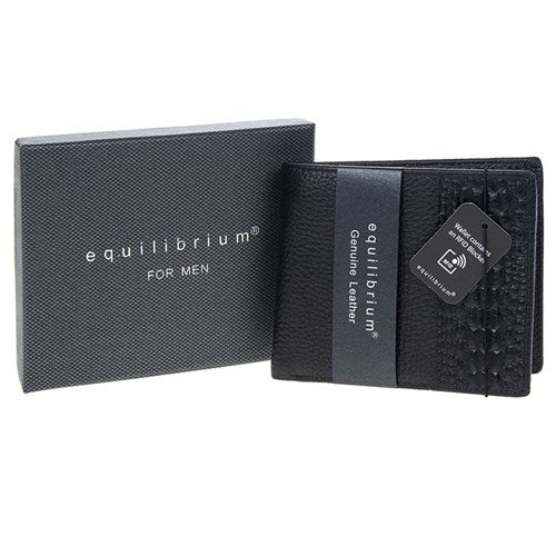 EQ For Men Contrast RFID Leather Wallet Black