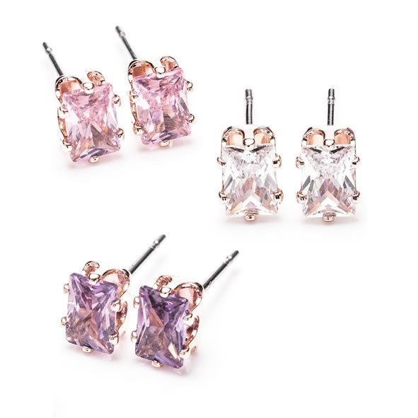 Rosegold Multi Diamond Earrings Set 3