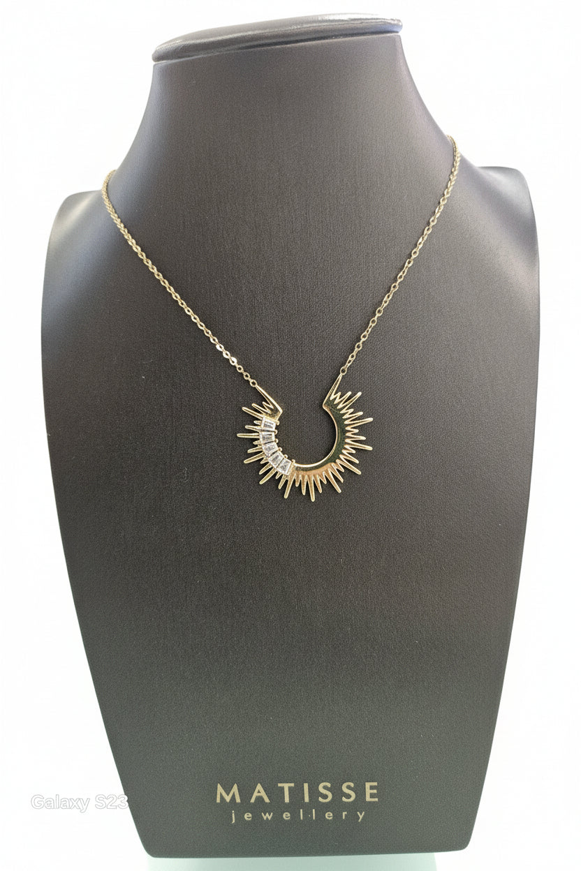 Goldplated Half Sunburnt Necklace with Dimante