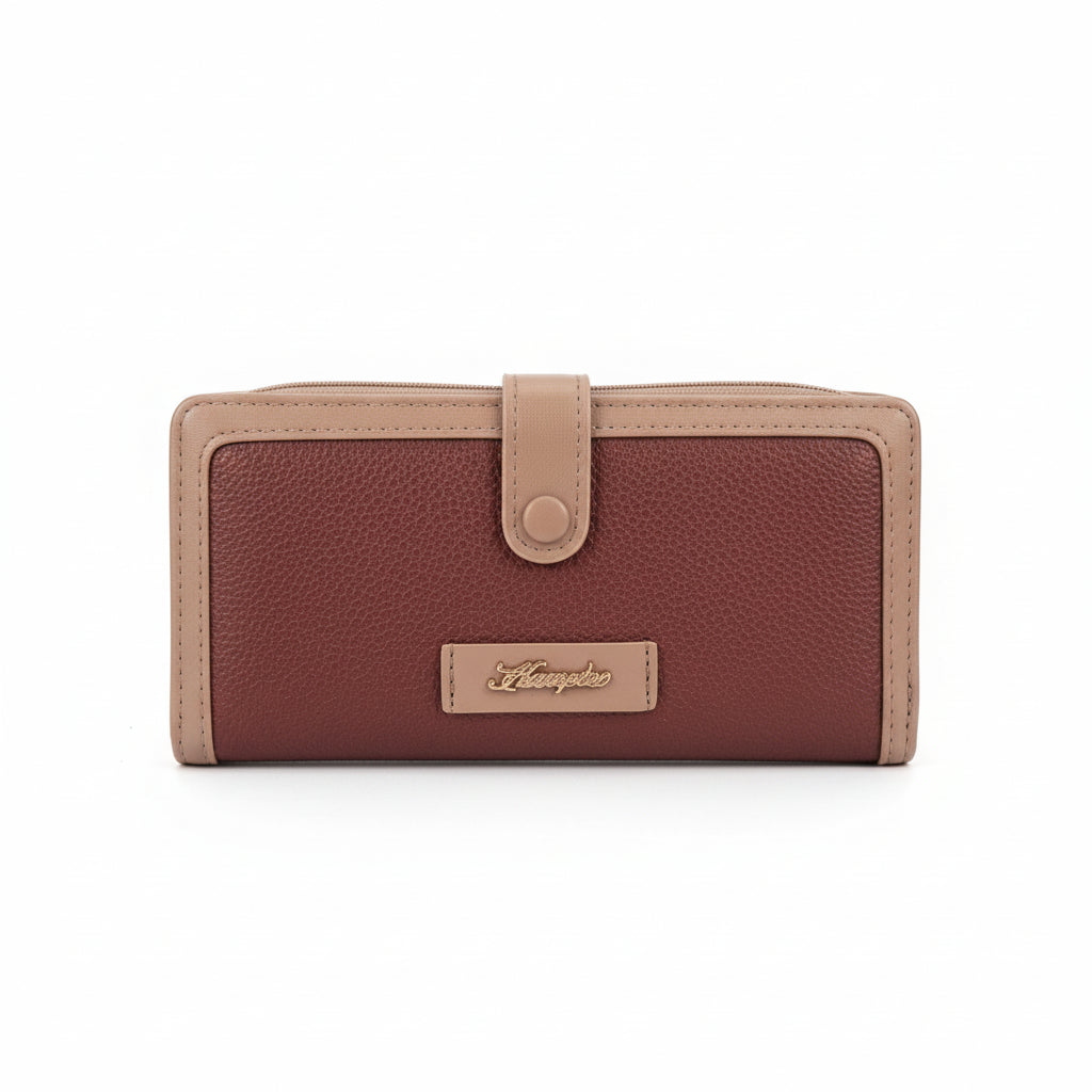 Hampton Peony Zip & Button Purse Tan