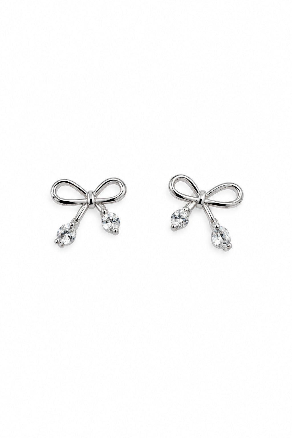 Sterling Silver CZ Bow Stud